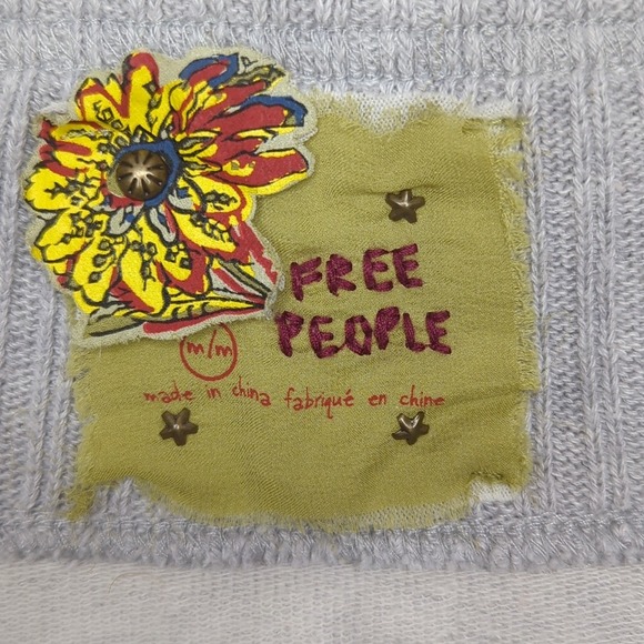 Vintage Free People 90's Y2K Grey Mini Sweater Skirt Casual Boho Women's Medium - Picture 11 of 16